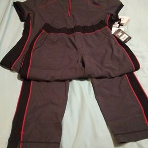 Cherokee grey red scrub set nwt